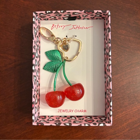 *New* Betsey Johnson Red Cherry Charm Keychain - Picture 2 of 4